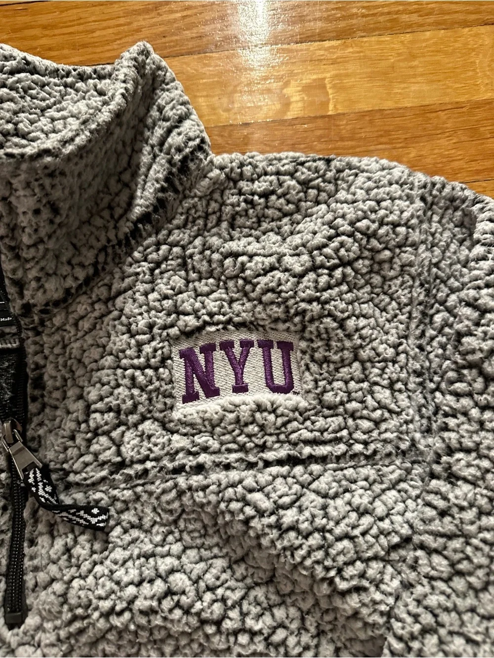 NYU New York University Soft & Warm Large Quarter Zip Fleece Pullover Vintage